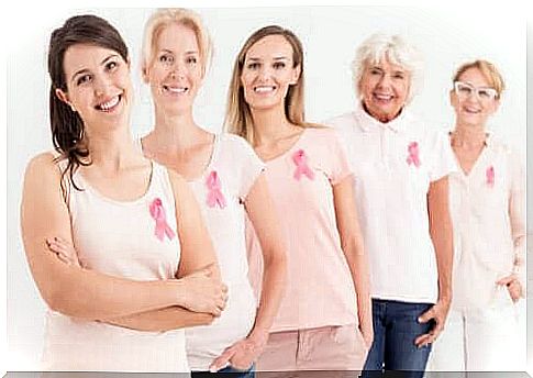 Women with a pink ribbon