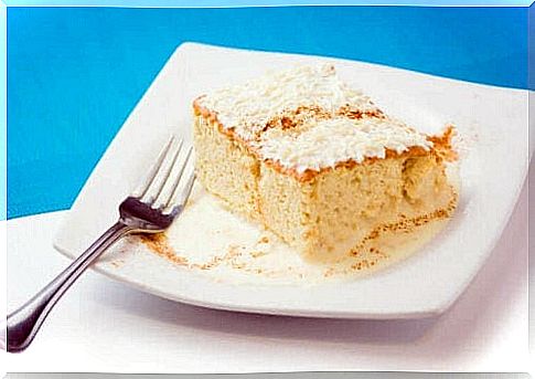 Tres leches cake on a plate