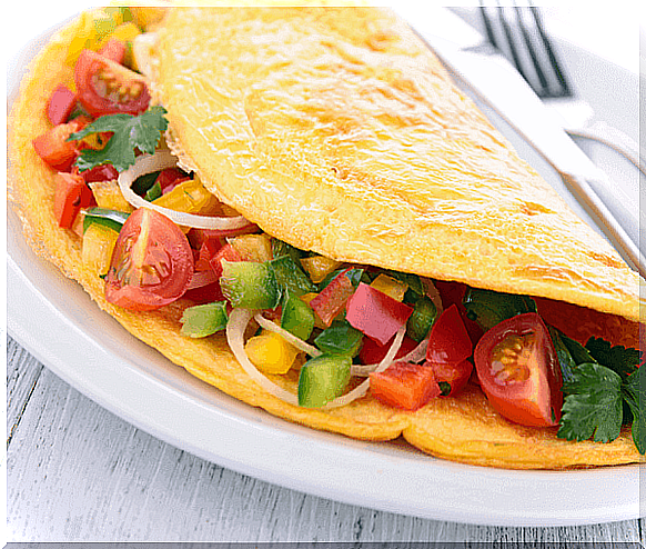 Make a delicious omelette with vegetables with this recipe