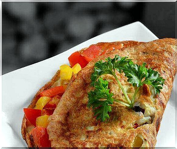 Recipe for an omelet with vegetables