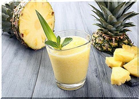 Glass with pineapple juice